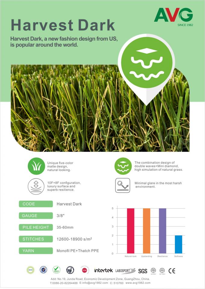 High Density Garden Landscaping Artificial Grass Tinggi 40mm 0
