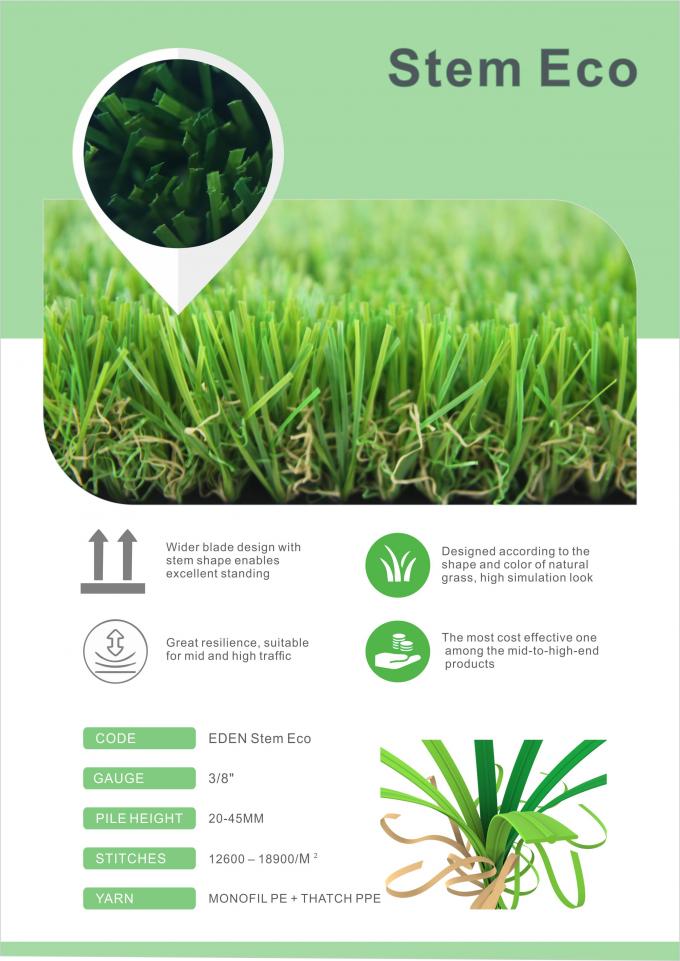 Outdoor Kualitas Tinggi Lanskap Dekoratif Rumput Buatan Plastik Rumput Rumput Sintetis ECO Backing 100% Dapat Didaur Ulang 0