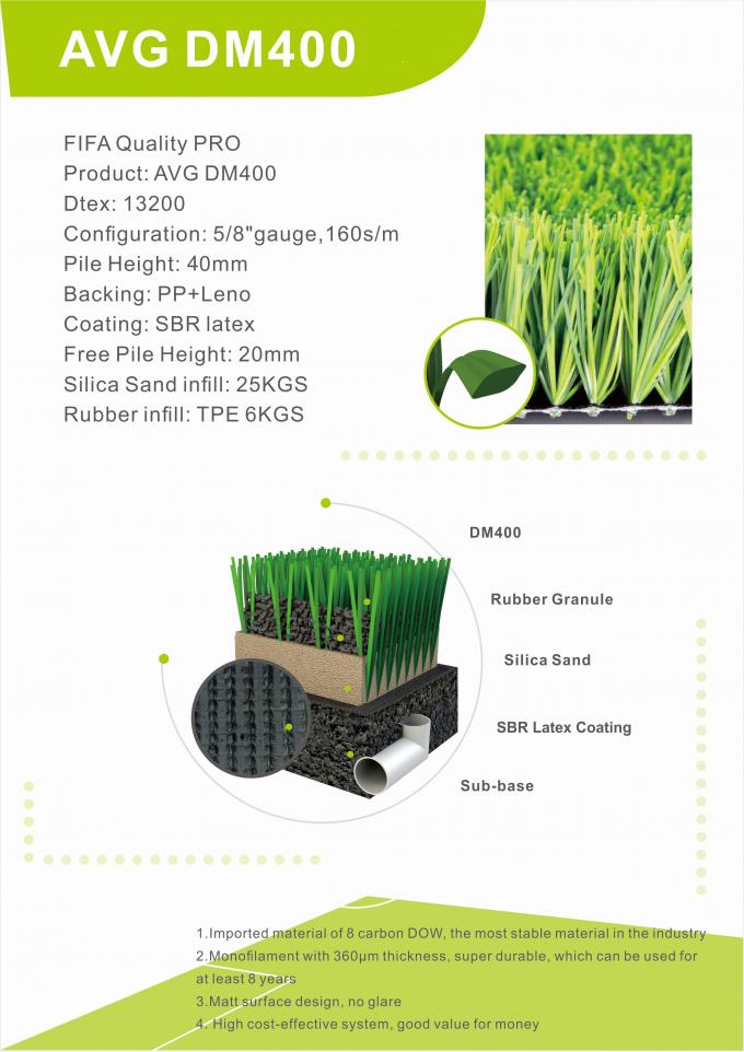 Kelas Tinggi Desain Baru Rumput Sepak Bola Rumput Buatan Rumput Buatan 40mm 0