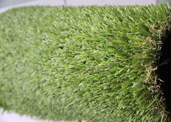 CINA 25MM Tinggi Tumpukan Rumput Buatan Dalam Ruangan ganda S Bentuk Lansekap Buatan Rumput pemasok