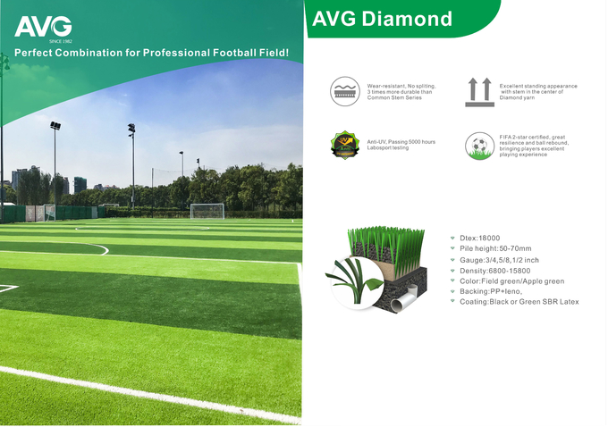 60mm Football Diamond Grass Grama Fifa Rumput Buatan UV Stabilitas 0