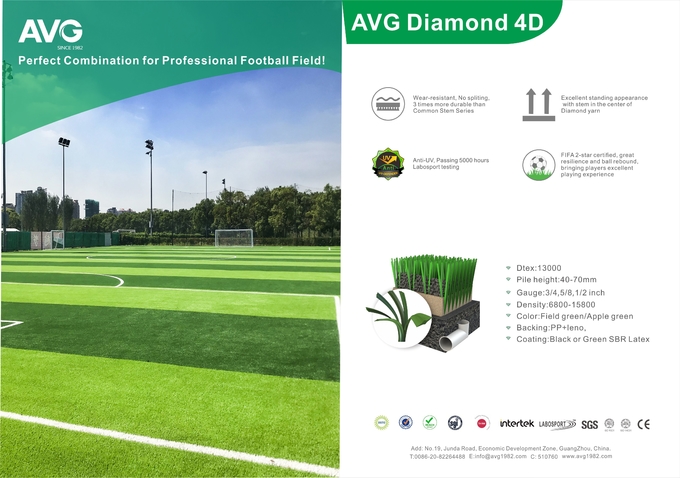 60mm Karpet Rumput Buatan Sepak Bola Sepak Bola yang Disetujui FIFA 0